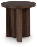 Korestone - Round End Table - Dark Brown