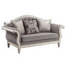 Florian - Loveseat With 3 Pillows - Gray Fabric & Antique White