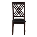 Katrien - Side Chair (Set of 2) - Black Synthetic Leather & Espresso