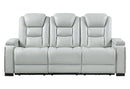 U8609 - Power Reclining Sofa With Power Headrest, USB, LED And Bookshelf Arm - Gray