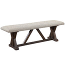 Pascaline - Bench - Gray Fabric, Rustic Brown & Oak