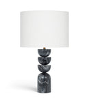 Opus - Genuine Marble, Linen Textured Fabric And Brass Table Lamp