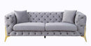Jelanea - Sofa With 2 Pillows - Gray Velvet & Gold