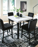 Mervannie - 5 Pc. - Counter Height Dining Table And 4 Barstools - Gray / Black