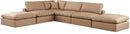 Comfy - 6 Piece Faux Leather Modular Sectional - Tan