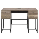 Desirre - Writing Desk With USB - Rustic Oak & Black