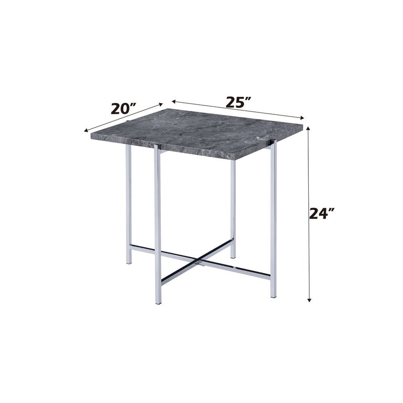 Adelae - End Table - Faux Marble Top & Chrome