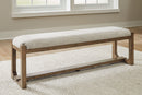 Cabalynn - Large Uph Dining Room Bench - Oatmeal / Light Brown