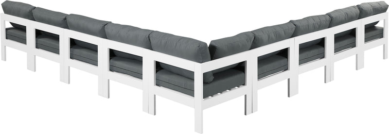 Nizuc - Outdoor Patio 9 Piece Modular Sectional With White Frame