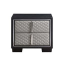 Nicola - Nightstand - Silver Synthetic Leather & Black