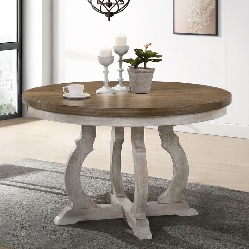 Cillin - Round Dining Table - Walnut & Antique White