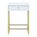 Coleen - Accent Table - White & Brass