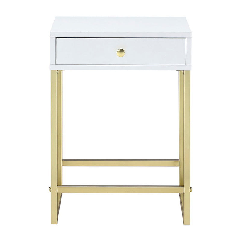 Coleen - Accent Table - White & Brass