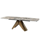 Malika - Ceramic Top Dining Table - Gray & Copper Cross Brushed