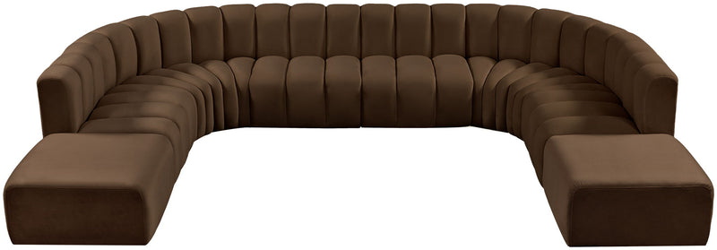 Arc - Velvet 10 Piece Modular Sofa - Brown