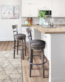 Caitbrook - Tall UPH Swivel Barstool - Gray