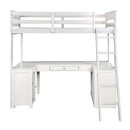 Ambar - Twin Loft Bed With Desk & Bookcase & Chest - Light Gray