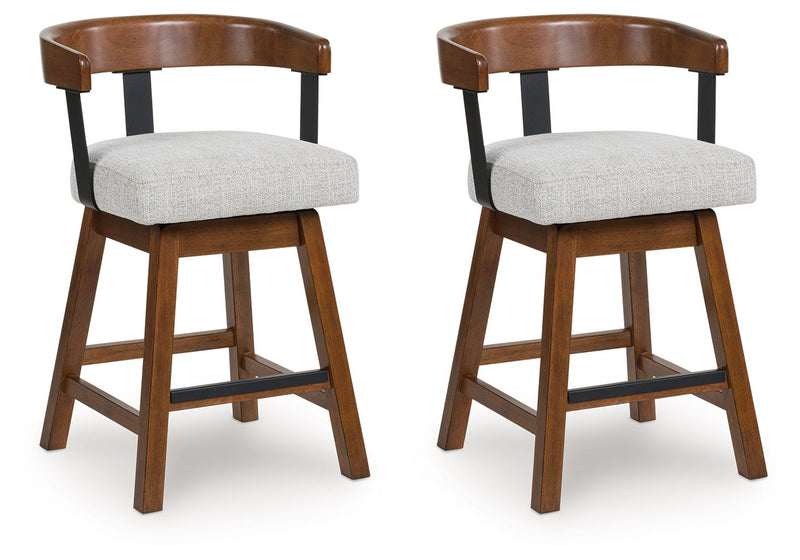 Ralene - Upholstered Swivel Barstool (Set of 2) - Medium Brown