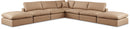 Comfy - 7 Piece Faux Leather Modular Corner Sectional - Tan