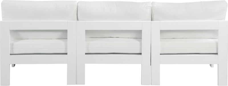 Nizuc - Outdoor Patio 3 Seat Armless Modular Sofa With White Frame