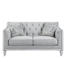 Katia - Loveseat With 2 Pillows - Light Gray Linen & Weathered White
