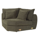 Leighton - Modular Wedge With 4 Pillows - Green Chenille