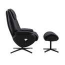 Labonita - Motion Accent Chair With Swivel & Ottoman - Black Top Grain Leather & Black
