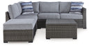 Petal Road - Loveseat Sectional, Ottoman, Table Set (Set of 4) - Gray