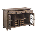 Raphaela - Server With Cup Holder & Wine Rack - Weathered Cherry