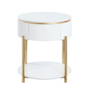 Daveigh - End Table - White High Gloss & Gold