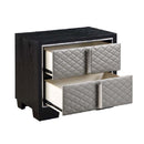 Nicola - Nightstand - Silver Synthetic Leather & Black
