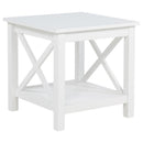 Skyview - Square Pine Wood Side End Table With Shelf - White