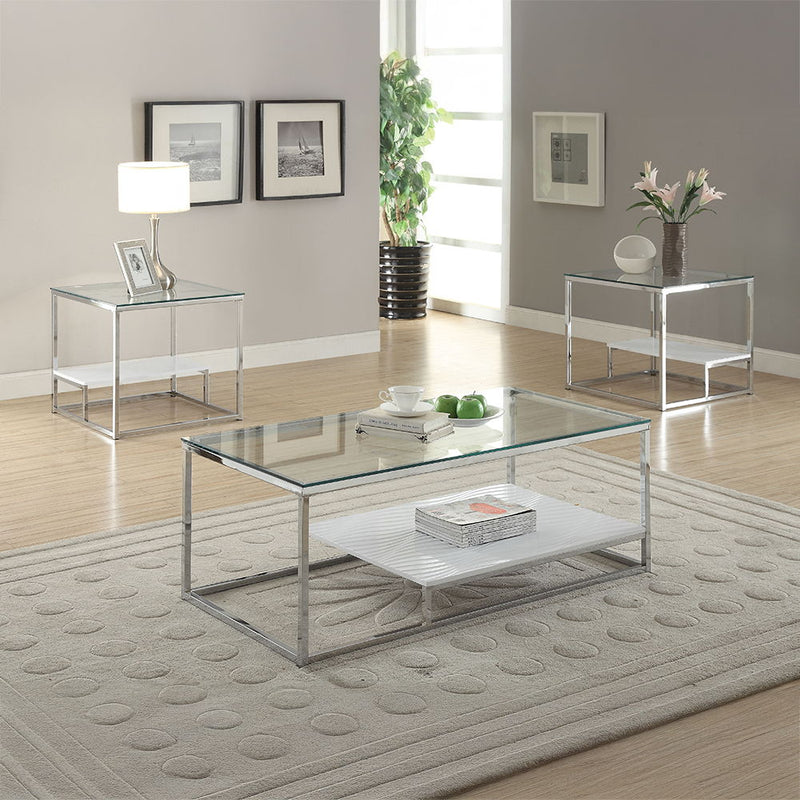 Ruben - End Table - Clear Glass & Chrome