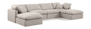 Indulge - Linen 6 Piece Modular Double Chaise Sectional
