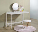 Midriaks - Mirror & Stool - Synthetic Leather , White & Gold