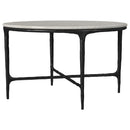 Hermas - Round Genuine Marble Top Metal Coffee Table - White