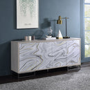 Panos - Console Cabinet - White Marble Print & Chrome