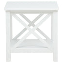 Skyview - Square Pine Wood Side End Table With Shelf - White