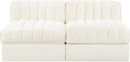 Rummi - Velvet Performance Fabric Upholstered 2 Piece Modular Armless Loveseat
