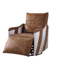 Qalurne - Power Motion Recliner With Swivel - Two Tone Mocha Top Grain Leather & Aluminum