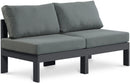 Nizuc - Outdoor Patio 2 Seat Armless Modular Sofa With Gray Frame