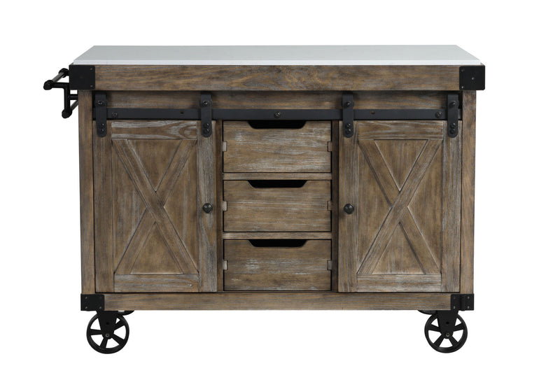 Alforvott - Kitchen Island - Marble Top & Weathered Gray