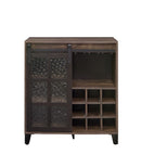 Treju - Wine Cabinet - Obscure Glass, Rustic Oak & Black