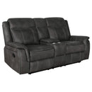 Lawrence - Upholstered Padded Arm Reclining Loveseat - Charcoal