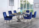 Cambrie - Side Chair (Set of 2) - Blue Velvet & Mirrored Silver