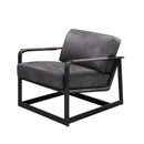 Locnos - Accent Chair - Gray Top Grain Leather & Black