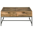 Stephie - 4-Drawer Square Glass Top Coffee Table - Honey Brown