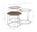 Simno - Nesting Table Set - Clear Glass, Taupe, Gray Washed & Chrome