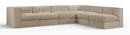 Rummi - Velvet Performance Fabric Upholstered 6 Piece Modular Sectional