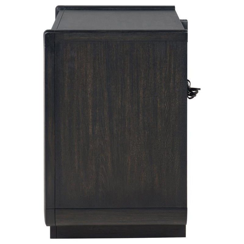 Leandro - 2-Drawer LED Nightstand With USB - Burnished Black